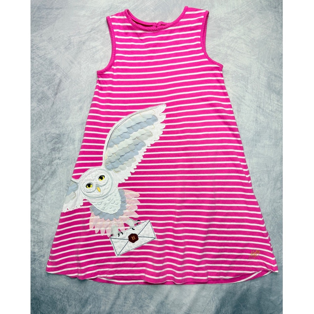 Mini Boden Harry Potter Hedwig Owl Striped Dress Pink Girls 11-12Y